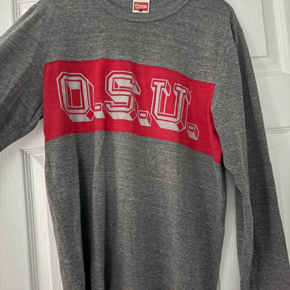 HOMAGE OSU Ohio State Long-Sleeve Tee, Scarlet + Gray, Great Condition, Small